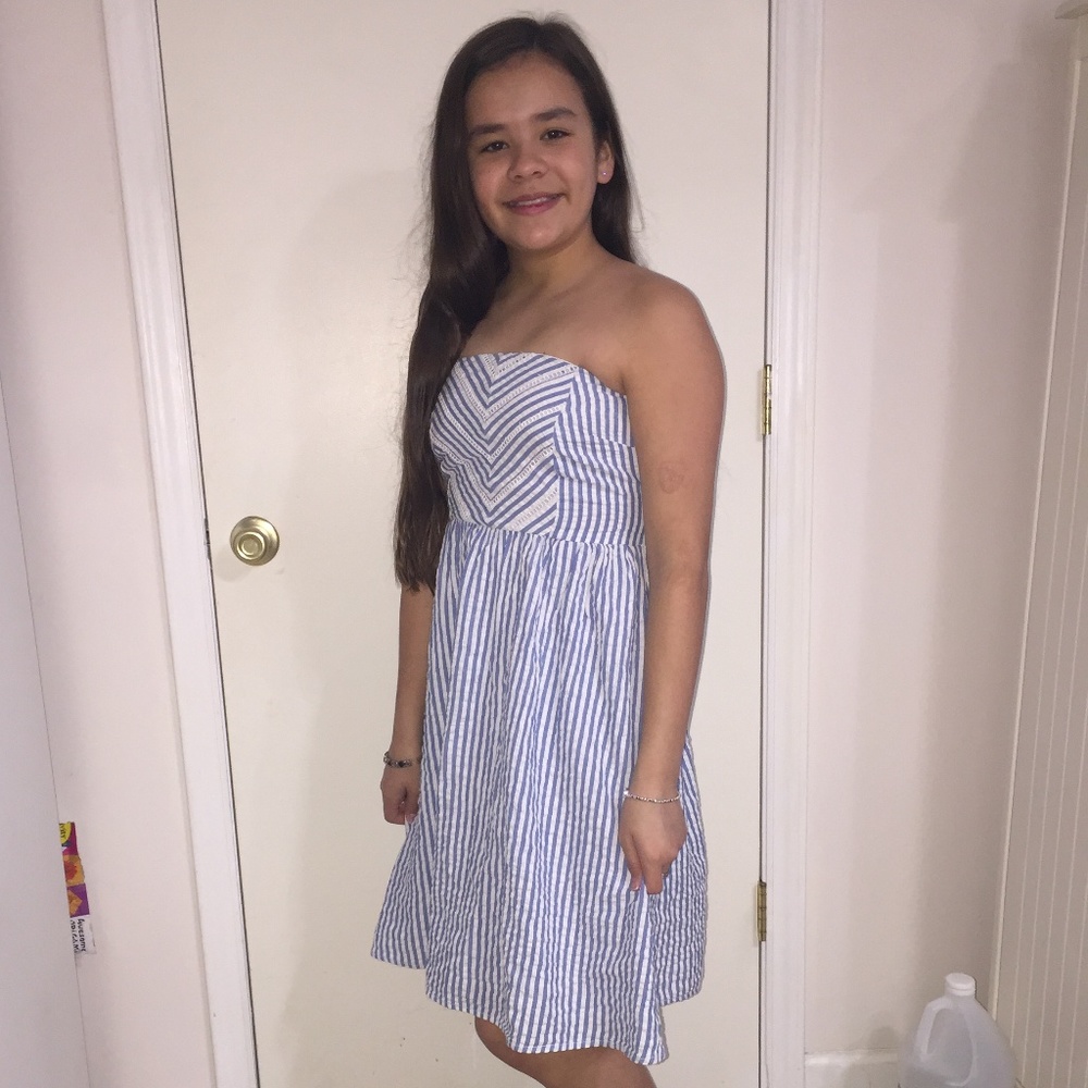 Strapless seersucker sundress